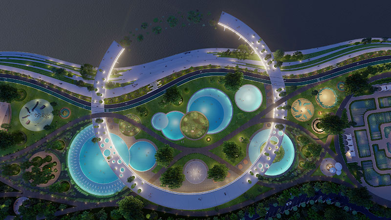 韩国蚕室区汉江市民公园 天然游泳池